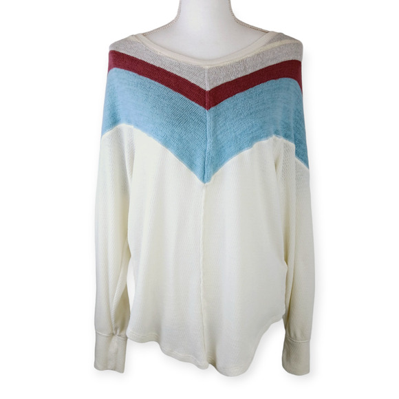 Free People SZ S Colorblock Thermal Top OB1451060 - Picture 2 of 9